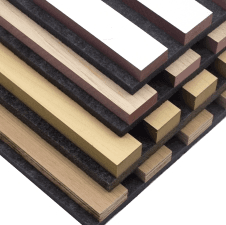 Supplier samples showing different panel finish materials